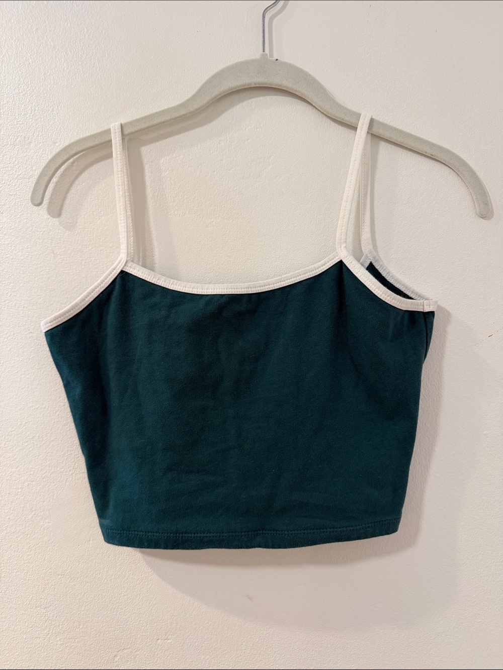 Women's Dark Teal Cropped Tank Top with Contrast Trim
